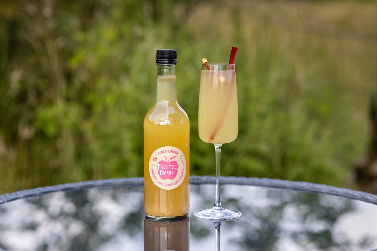 Elderflower, Rhubarb & Grapefruit Cordial fruitsoftheforage