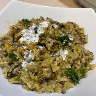 Leek and Kale Pearl Barley with Crispy Lardons